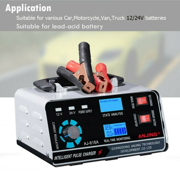 400W 12/24V Heavy Duty Car Truck Battery Charger, Trickle Maintainer/Deep Cycle Automatic Pulse Repair Battery for Boat,Motorcycle,Lawn Mower,Golf Cart