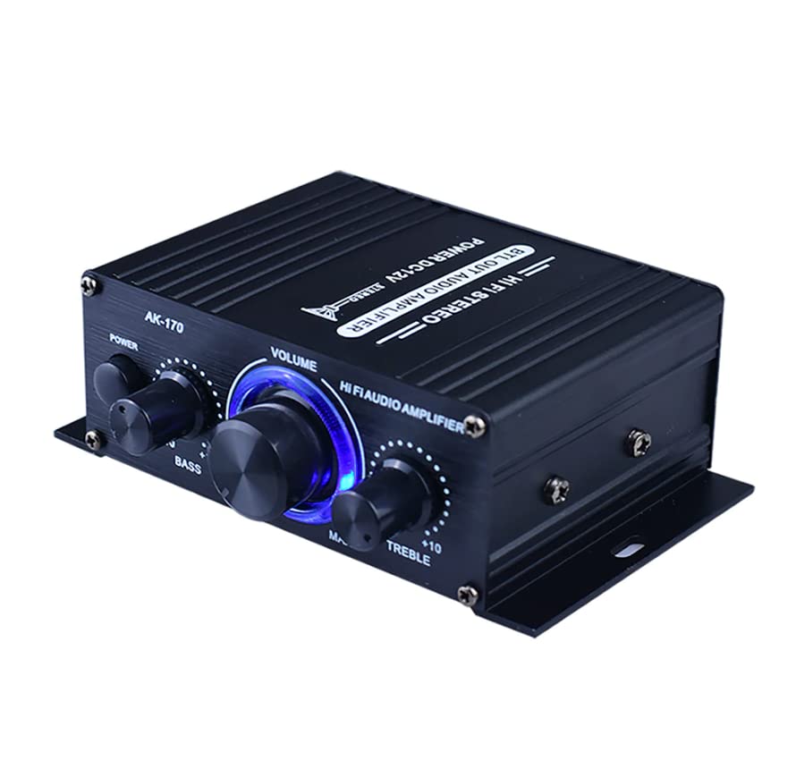 400W 12V 2 Channel Powerful Stereo Audio Power Amplifier HiFi Bass Amp