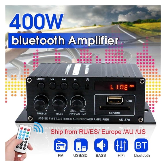 400W 2*200W Stereo Hifi Car Home Subwoofer Car Sound Amplifier Amp Sound Speaker Digital EDR LED Design Amplifiers ,Easy to Operate