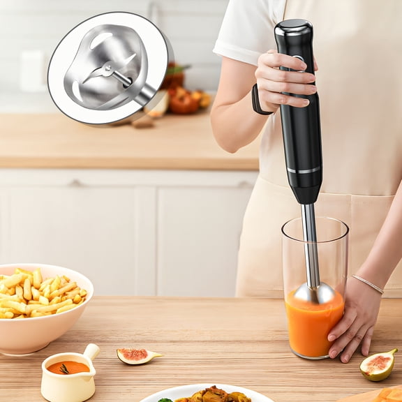400W 2‑Speed Turbo Immersion Handheld Blender, 304 Stainless Steel Blades, Detachable Base for Soup Smoothie Puree Fruit