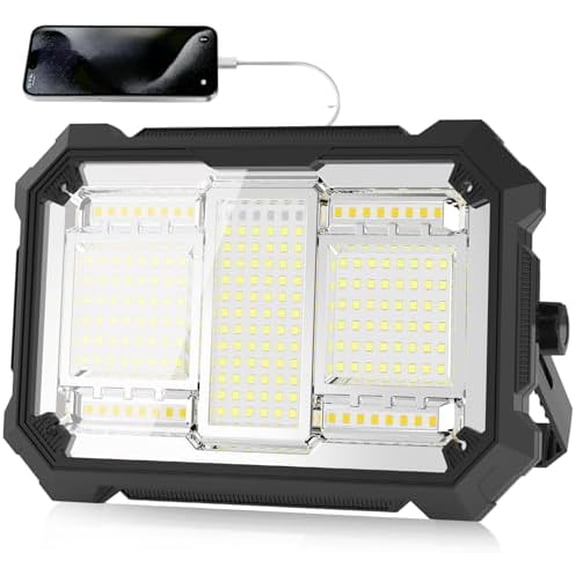 400W 32000MAh Rechargeable Work Light, 206 LED 32000LM Portable Flood Light with Standinfinitely dimmable function, IP66 Waterproof 4 Modes LED Job Site Lighting Flashlights for Mechanic Car Repair