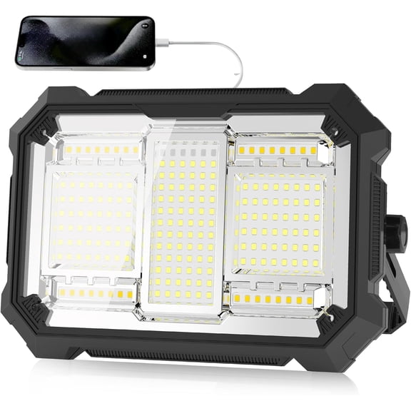 400W 32000MAh Work Light, 206 32000LM Portable Flood Light with Stand&infinitely dimmable function, IP66 4 Modes Job Site Lighting Flashlights for Mechanic Repair