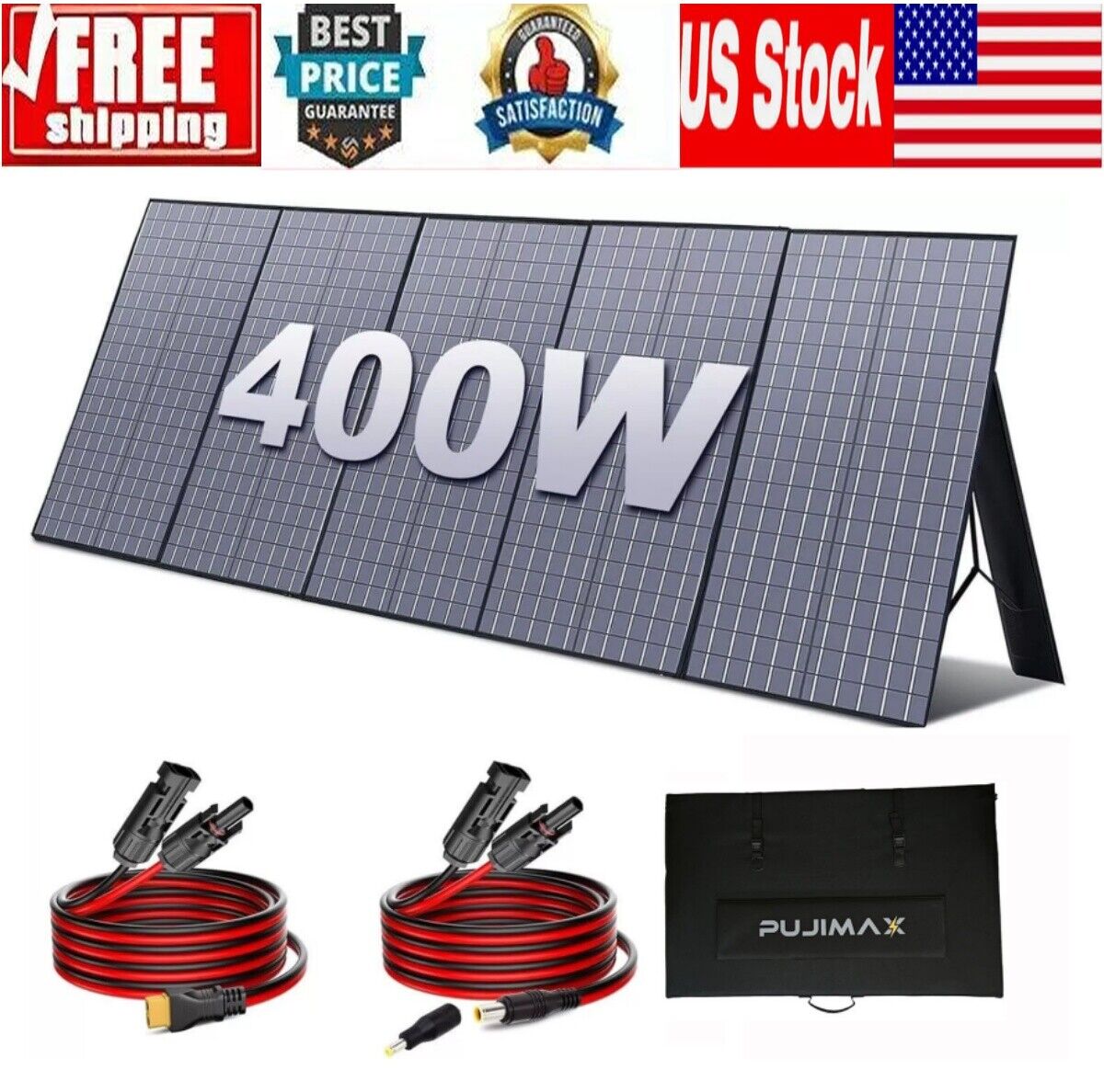 400W 38Volt Foldable Solar Panel Kits Portable Solar Power PUJIMAX For Generator
