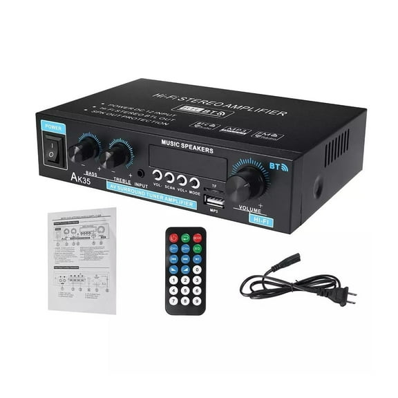 400W+400W Mini 2.0 Channel Digital Amplifier Bluetooth 5.0 Receiver USB Music Player Stereo Home/Car/Marine Audio Amp ,Small Footprint