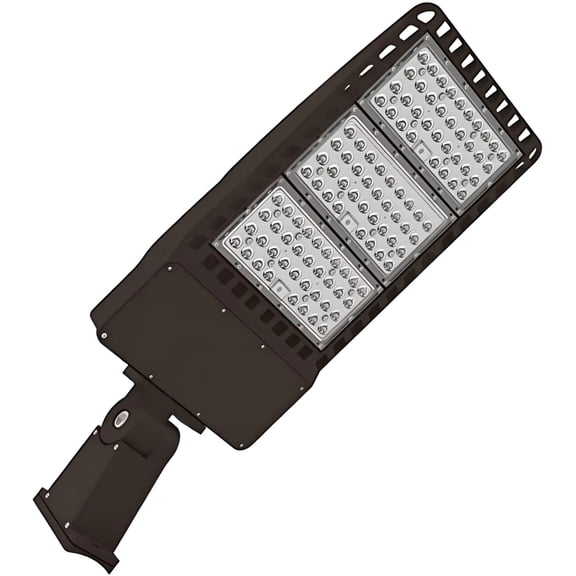 400W Adjustable LED Area Light - Universal Mount, 60000 Lumens, 4000K-5700K CCT Selectable, Dimmable, and IP65 Weatherproof Design.