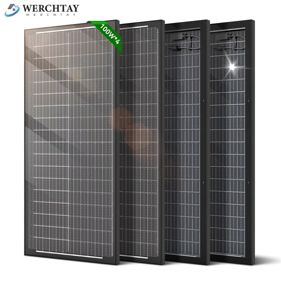 400W Bifacial Solar Panel 100 Watt Solar Panel 4 Pack, 12BB 12V/24V Monocrystalline High-Efficiency Module PV Power Charger Solar Panels for Homes Camping RV Battery Boat Caravan Off-Grid