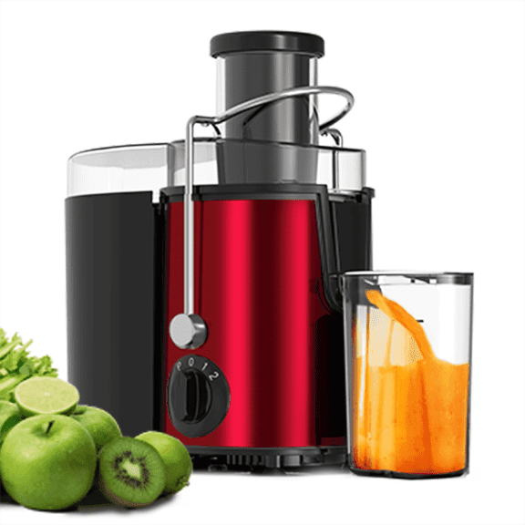 400W Centrifugal Juice Machine with 3-Inch Wide Feed Chute, 3-Speed Control Juicer Extractor for Fruit and Vegetable, Red