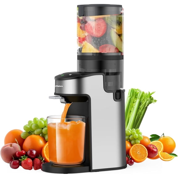 400W Cold Press Juicer with 4.9" Wide Feed Chute, Slow Masticating for Whole Fruits & Vegetables, High Yield, Easy Clean, Touch Sensing Switch in Silver
