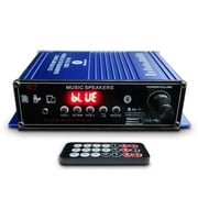 Homitt 400W HiFi bluetooth 5.0 Power Amplifier Home Stereo Receiver Audio System 2Ch, Blue