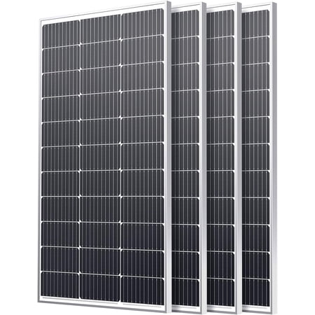 400W Solar Panel, 4 Pcs 100 Watt Panel with High-Output Design,High Efficiency Monocrystalline PV Module for 12V/24V/48V System,RV,Home,Rooftop,Farm,Off-Grid Cabin,Emergency Backup