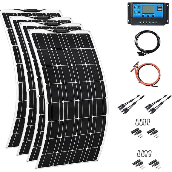 400W Solar Panel Kit – 20.15% High Portable Monocrystalline System for RV, Boat, Cabin, Trailer, Off-Grid 12V Battery Charging(400W)