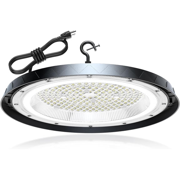 400W UFO High Bay Lights, 80000LM LED Garage Light, 6000K Shop Lights, IP65 Commercial Bay Lighting for Warehouse, Gym, Factory, Garage, Workshop, Barn, 5FT Power Code, Plug & Play 1 Pack