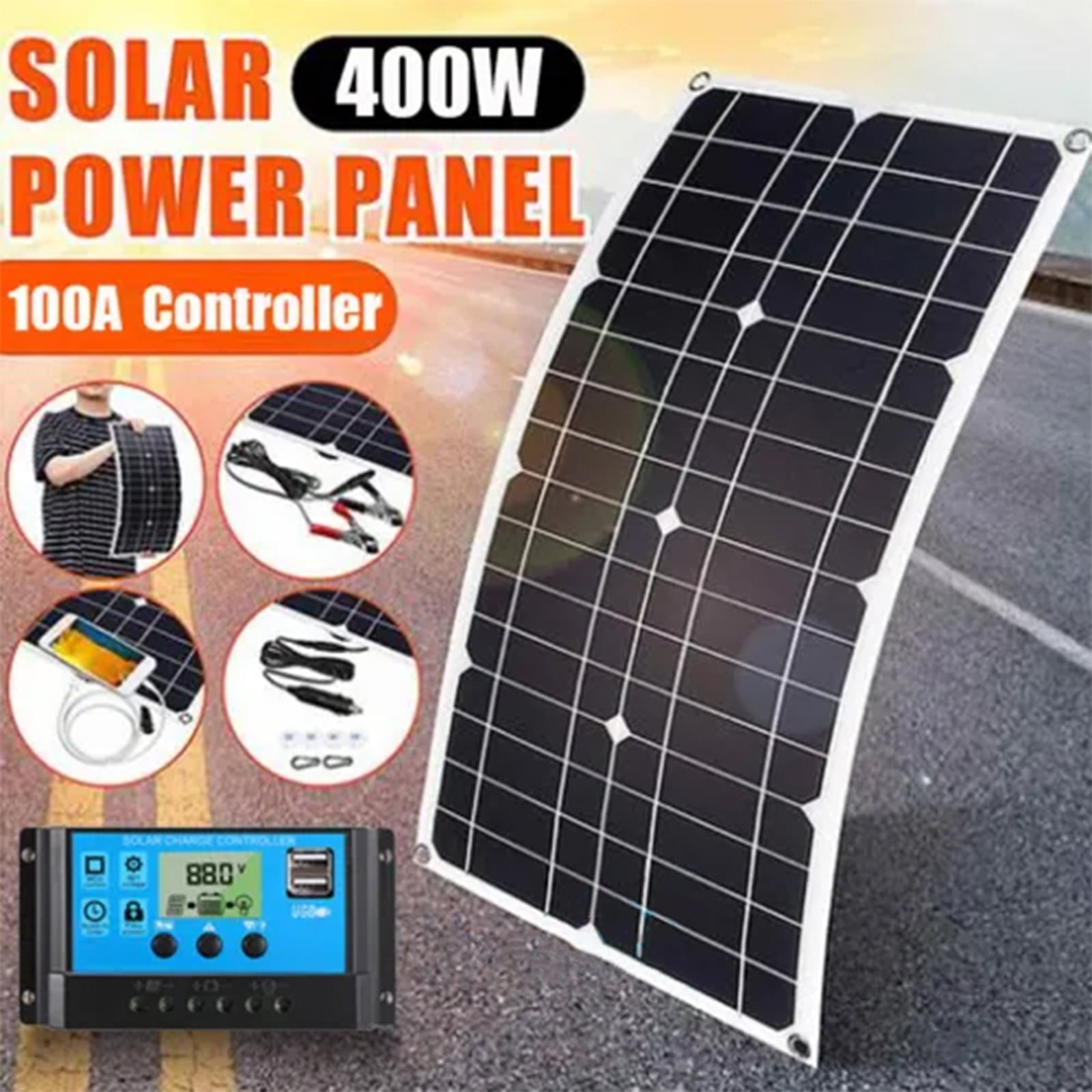 400W Watt Flexible Solar Panel 12V Mono Home RV Rooftop Camping Off-Grid Power