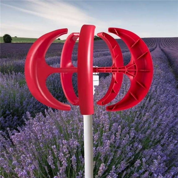 400W Wind Turbines Generator DC12V Vertical Axis Wind Turbines Generator Kit 5-Blade Red