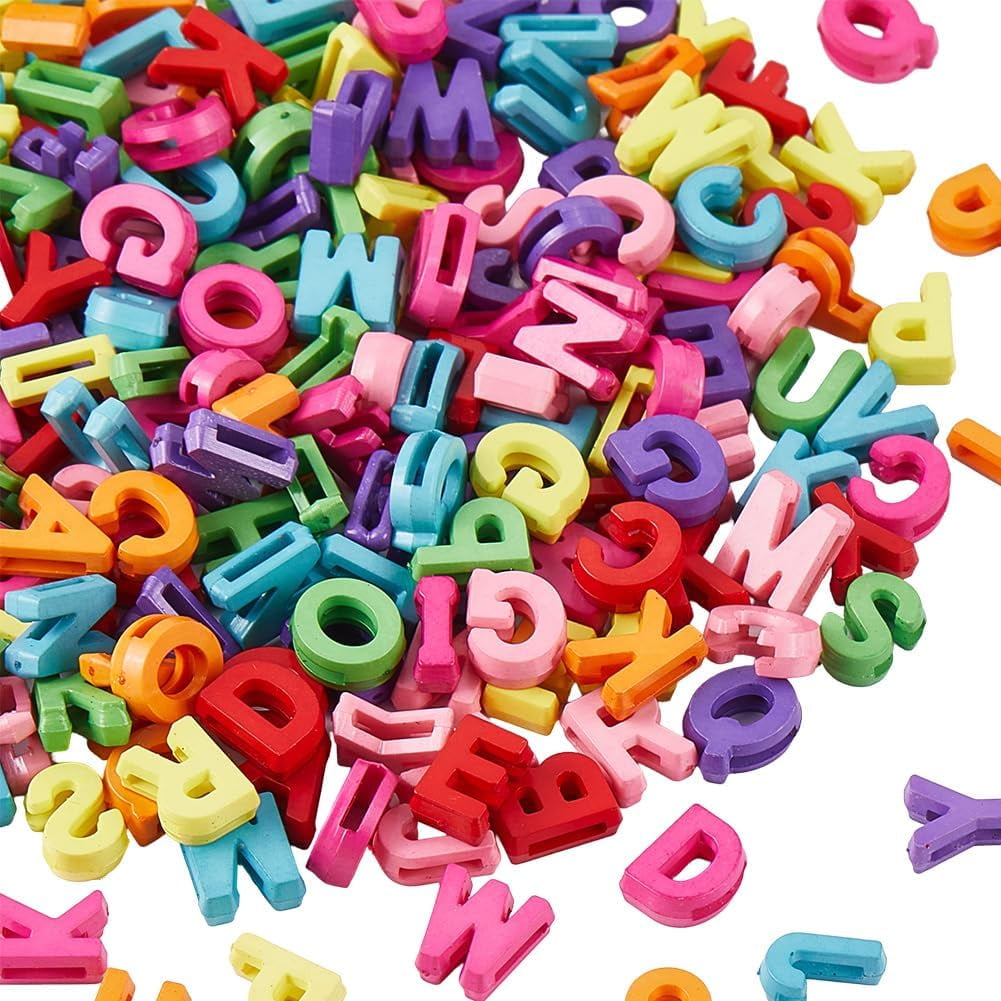 400cs Resin Letter Beads Colorful Alphabet Beads Bulk Opaque 3D A-Z ...