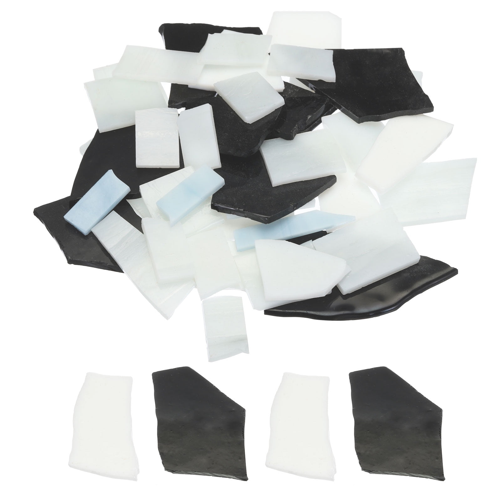 400g Mosaic Tiles Irregular Glass Mosaic Tiles Stained Mosaic Glass for Art Crafts DIY Projects Black,White And Gray