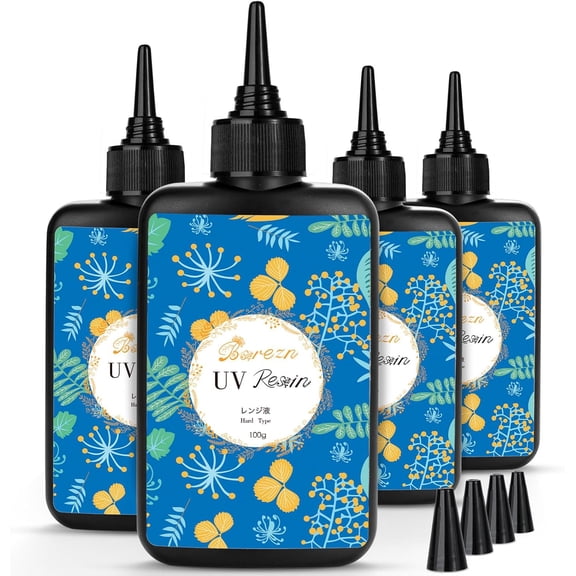 400g UV Resin Hard, Crystal Clear Epoxy for Jewelry Making and Crafting (100g x 4)