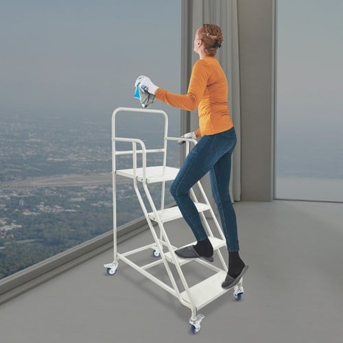 400kg 4 Step Modern White Rolling Stair Industrial & Warehouse Stair Ladder Floor Standing for Households