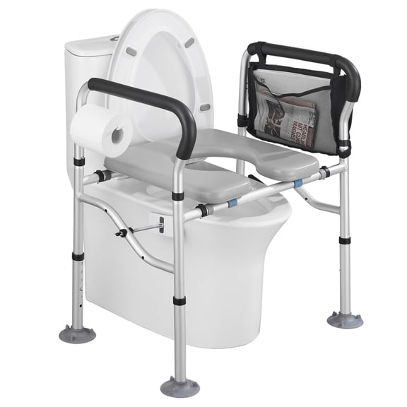 400lbs Toilet Seat Risers for Seniors: Handicap Elevated Toilet Seat with Handles & Padded Seat, Commode Chair with Adjustable Height & Width, for Elderly, Pregnant, Fit Any Toilet