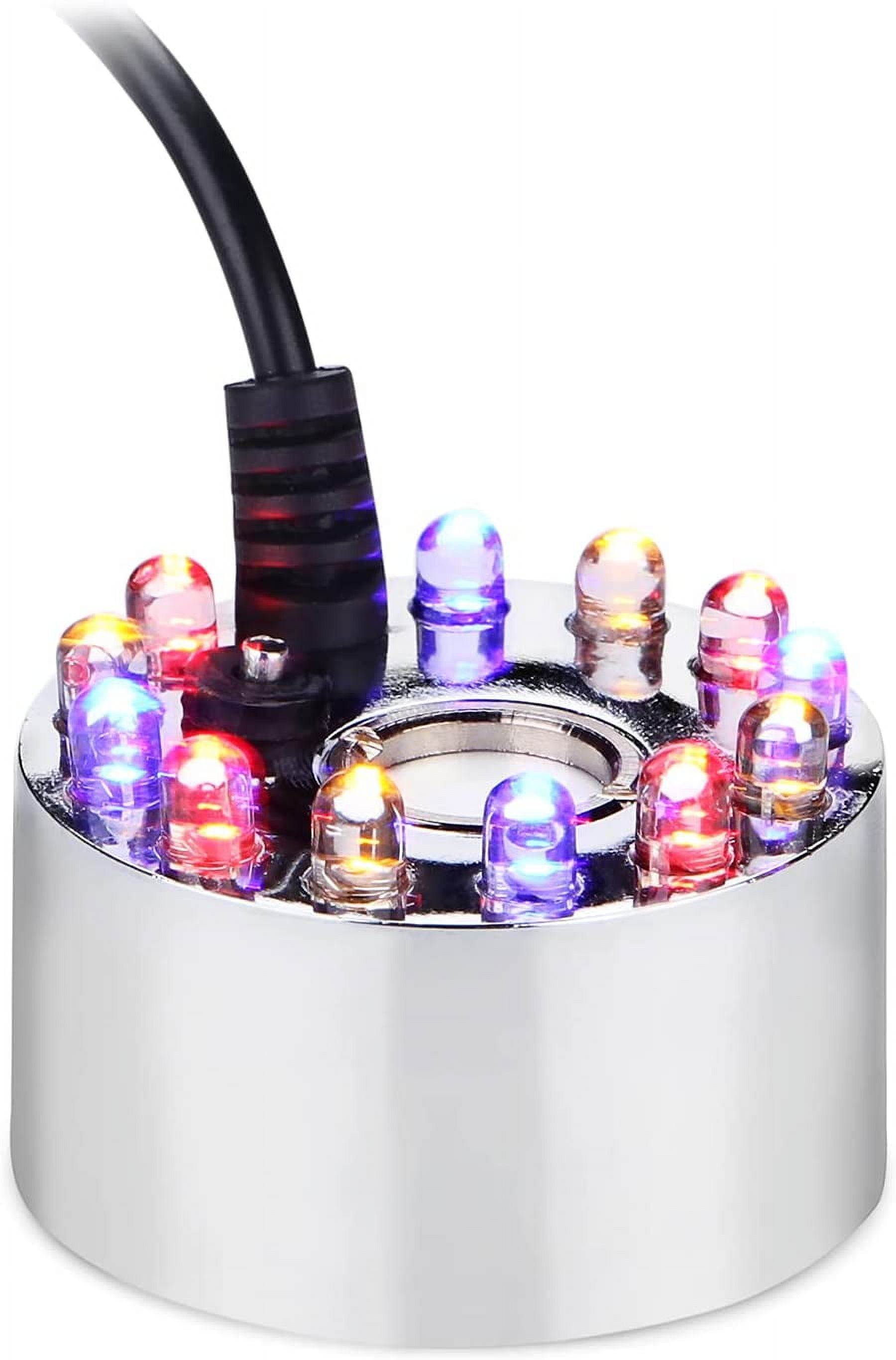 400mL/H Original Mini Mist Maker Fogger with 12 LED Lights Water Pond Garden Fountain Fogger Indoor Outdoor Fountain Accessories Fog Machine Atomizer Air Humidifier