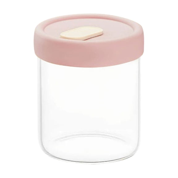 400ml/13.5oz High Borosilicate Glass Canister, Airtight Lidded Container, Multipurpose Vessel for Grains, Snacks, Tea and Coffee, BPA-Free Heat-Resistant Moisture-Proof & Odor-Free,Pink
