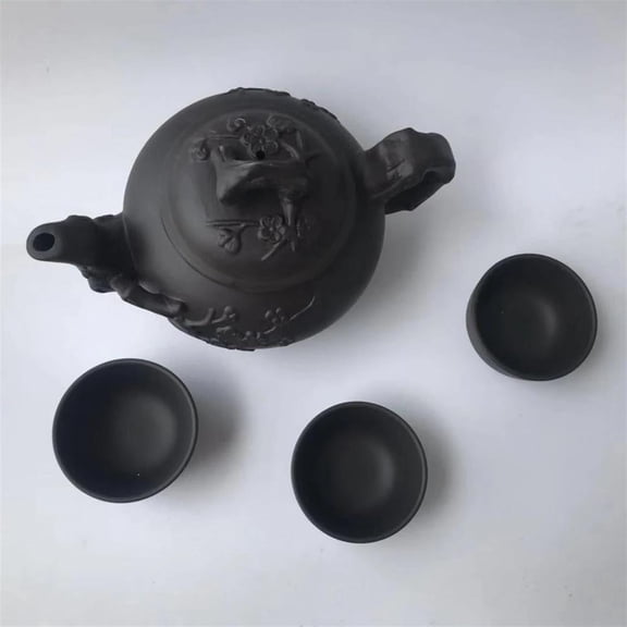 400ml + 3 Cups 60ml Kung Fu Tea Set Teapots Handmade Zisha Ceramic Kettle Teapot Chinese Porcelain Yixing Zisha Tea Pot