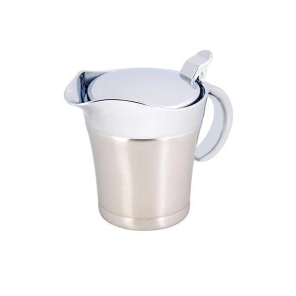 400ml 304 Stainless Steel Kitchen Condiment Dispenser - Double-Walled Construction, with Handle & Lid, Leak-Proof, Suitable for Oil, Soy Sauce, Vinegar, Salad Dressings - Home Kitchen, Restaurant, Co