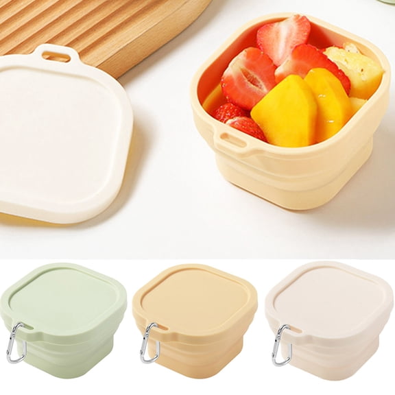 400ml Camping Bowl, Collapsible Bowl With Lid, Silicone Bento Box, For Travel Camping Meal Prep & Food Storage, Microwave Dishwasher Safe