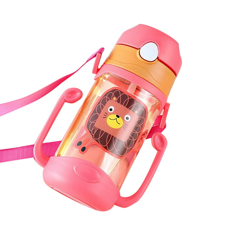 400ml Cartoon Portable Baby Leak Proof Straw Water Bottle Sippy Cup with  Lanyard