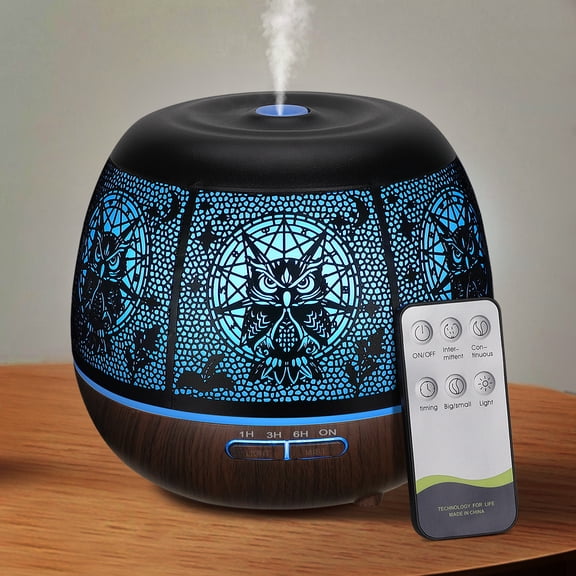 400ml Essential Oil Diffuser, Large Metal Aromatherapy Diffuser with Remote Control & 11-Color LED Light, Ultrasonic Humidifier for Bedroom Home, Halloween Christmas Holiday Gift