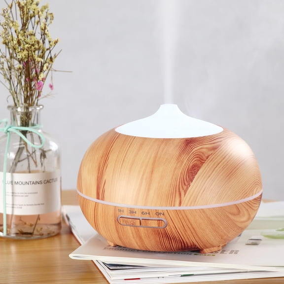 400ml Essential Oil Diffuser, Light Wood Grain Ultrasonic Humidifier with 7 LED Colors, Timer & Auto Shut-Off, Quiet Aromatherapy Diffuser for Home, Office, Bedroom
