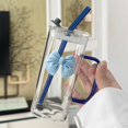 thumbnail image 1 of 400ml Glass Water Cup with Handle, Lid & Glass Straw, Detachable Butterfly Decor for Home Office Daily Use, 1 of 7