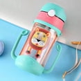 thumbnail image 1 of 400ml Green Cartoon Baby Sippy Cup with Handle - Leak-Proof Straw Training Bottle for Toddlers, Portable & Dishwasher Safe, 1 of 3