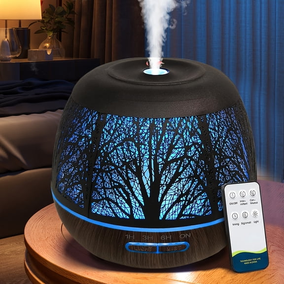 400ml Large Metal Aromatherapy Diffuser - Remote Control Humidifier with 7-Color LED Lights - Home Bedroom Living Room Decor - Halloween Thanksgiving Christmas Gift