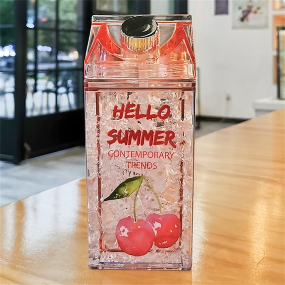 400ml Milk Carton Water Bottles Plastic Clear Milk Bottles Portable Reusable Leakproof Carton Water Container Juice Tea Jug for Travelling Sports Camping Outdoor Activities