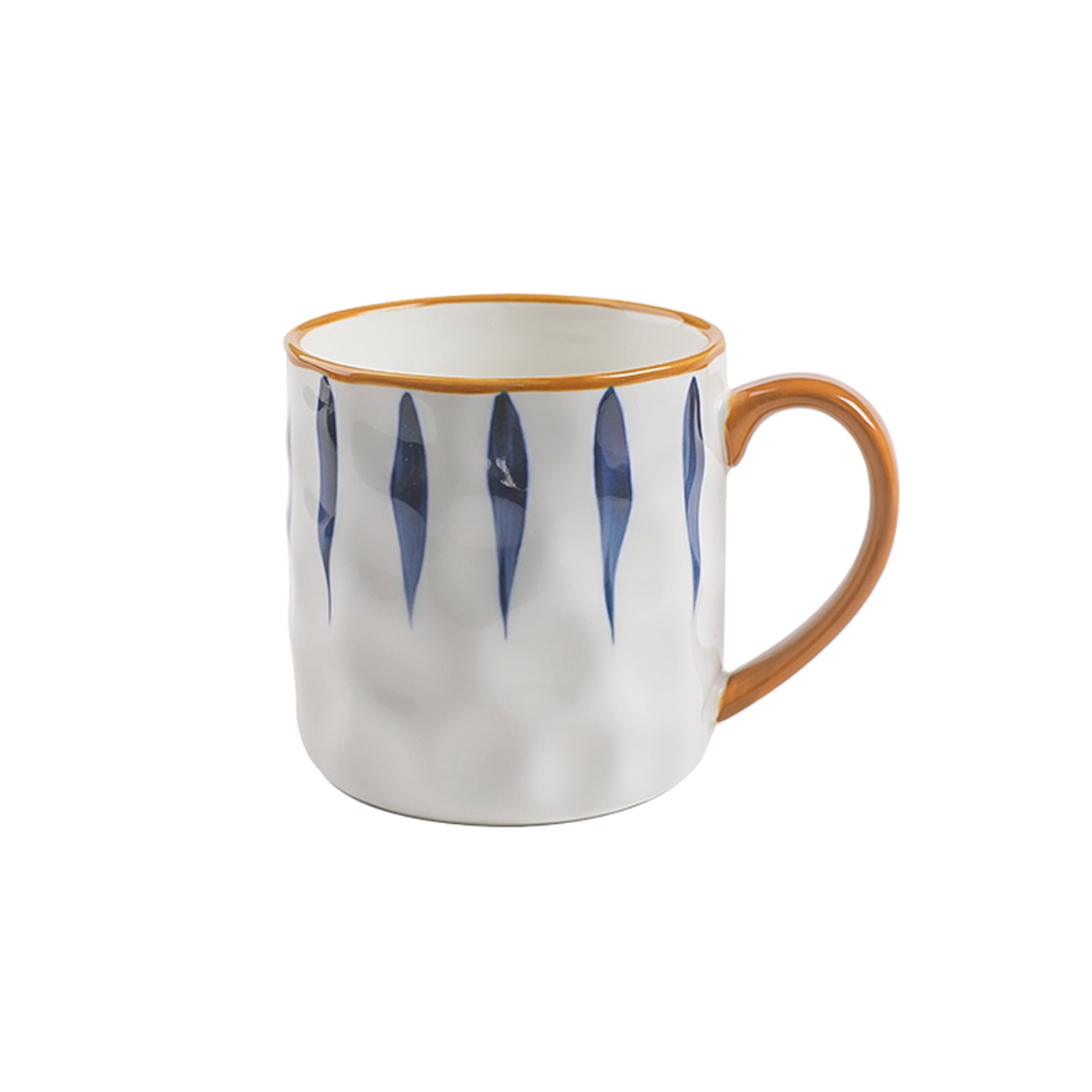 400ml Porcelain cup with handle, ceramic coffee cup, blue stripes coffee cup, ceramic cup with gold rim, espresso cups, for coffee, tea, milk, cappuccino