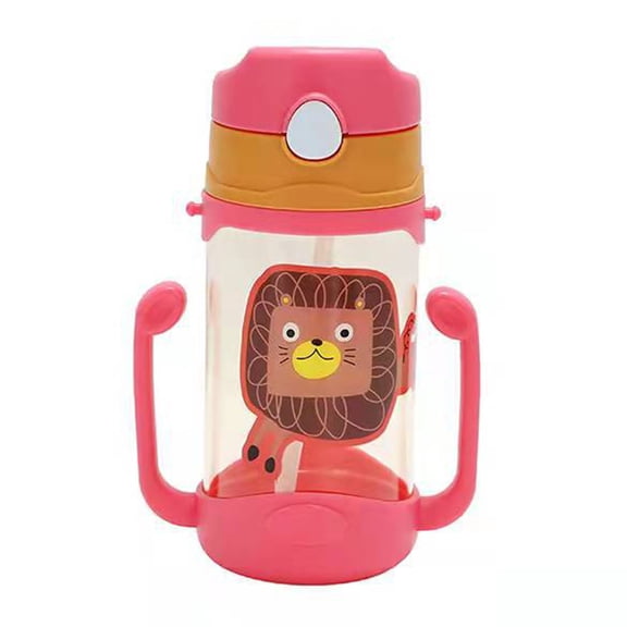 400ml Red Cartoon Baby Sippy Cup with Handle - Leak-Proof Straw Training Bottle for Toddlers, Portable & Dishwasher Safe