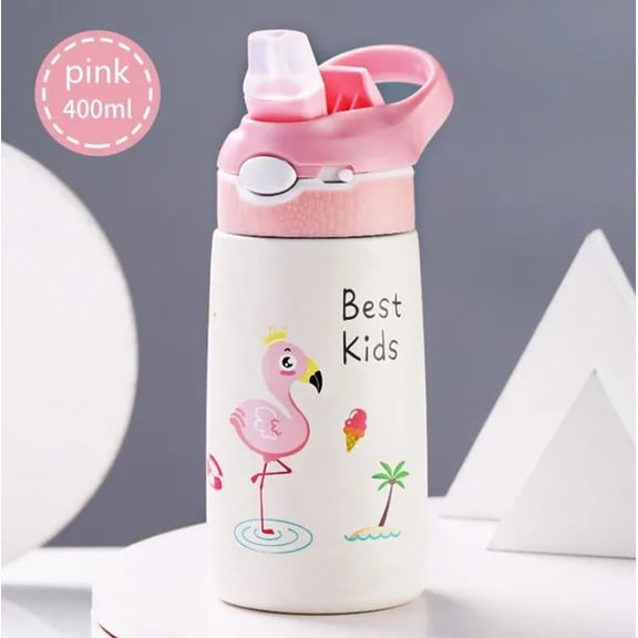 400ml Stainless Steel Thermos Mug Cup for Children, Portable Vacuum Flask, Water Bottle for School Kids, Boy and Girl (Bird,400ml)