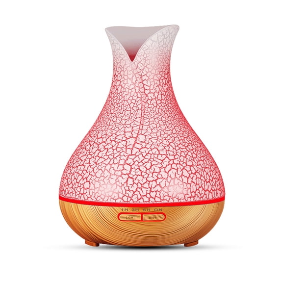 400ml Wood Grain Aroma Diffuser Vase Air Humidifier Aromatherapy Essential Oil Diffuser Ultrasonic Atomizer for Home (1808,US)