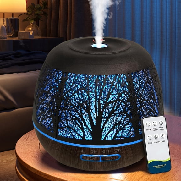 400ml essential oil diffuser, large capacity metal diffuser for home, aromatherapy diffusers with remote control, 7-color LED light humidifiers for bedroom, Halloween, Christmas holiday gifts