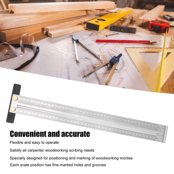 400mm Stainless Steel T-Style Scribing Gauge with Mechanical Pencil & Refills for Woodworking Marking