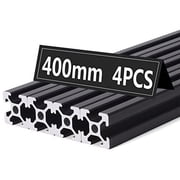 400mm T Type 2020 Aluminum Extrusion Profile European Standard Anodized Linear Rail Guide 4PCS 400mm 15.75inch, Black