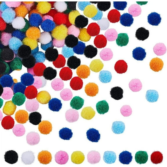 400pcs 10 Colors Pompom Balls Bulk 10mm Assorted Multicolored Fibre Soft Fluffy Fuzzy Decor Round Mini Pompoms Ball Mixed Color
