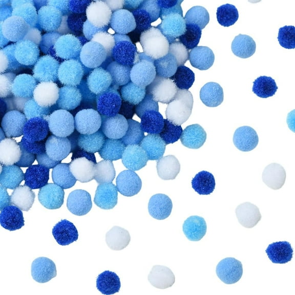 400pcs 10mm Blue Pompom Balls Crafting Polyester Small Mini Summer Ocean Arts and Crafts Fluffy Fuzzy Pompoms Bulk for Party Favor Home Winter Christmas Decorations Crafts Supplies