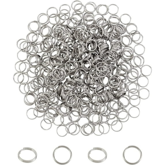 400pcs 12mm Split Rings 304 Stainless Steel Open Jumping Ring in Stainless Steel Color Split Rings for Keychain Choker Necklaces Making