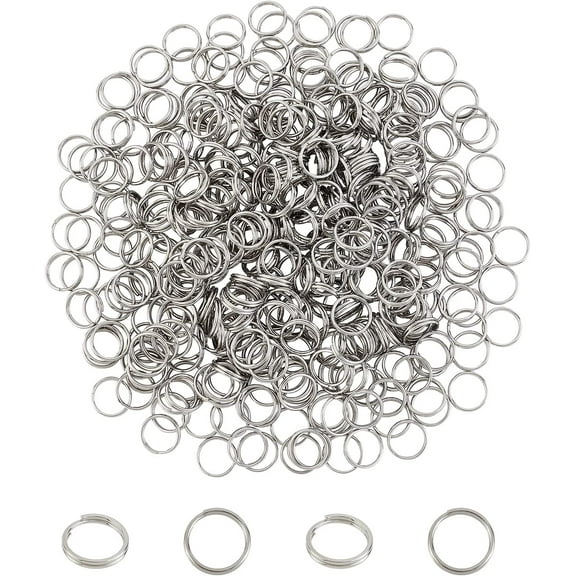 400pcs 12mm Split Rings Stainless Steel Open Jumping Ring in Stainless Steel Color Split Rings
