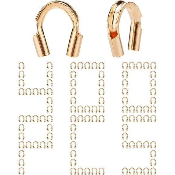 400pcs 18K Gold Plated Small Wire Guard Thread Protector Loop Guardian Wire Guardians U Shape Accessories