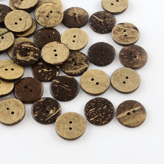 400pcs 2-Hole Flat Round Coconut Buttons Coconut Brown 20x3.5mm Hole: 2mm for Crafting