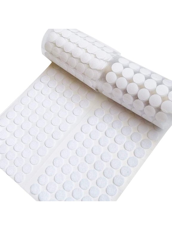 400pcs (200 Pair Sets) 15mm Diameter Sticky Back Hook, Self Adhesive Dots Loop Tapes for DIY Crafts Office Classroom (White)
