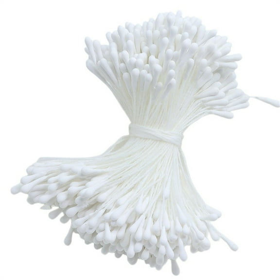 400pcs 2mm White Matte Double Head Flower Stamen Pistil for Flower Making Scrapbook Decoration - Handmade Artificial Flowers Pistil Matt-Like Floral Stamens Flowers Pollen Stamen